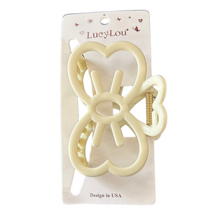 LucyLou Cream Large Bow Hair Claw Clip - New